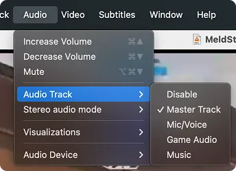 Audio menu in VLC Media Player