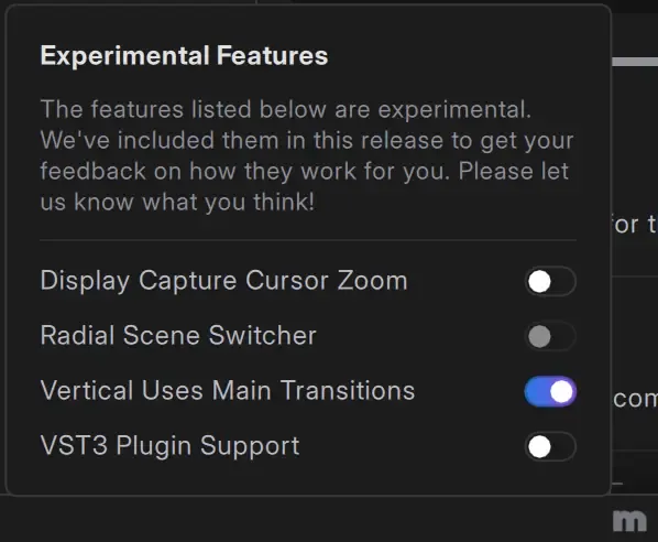 Experimental Features
