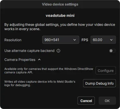 Video Device Settings